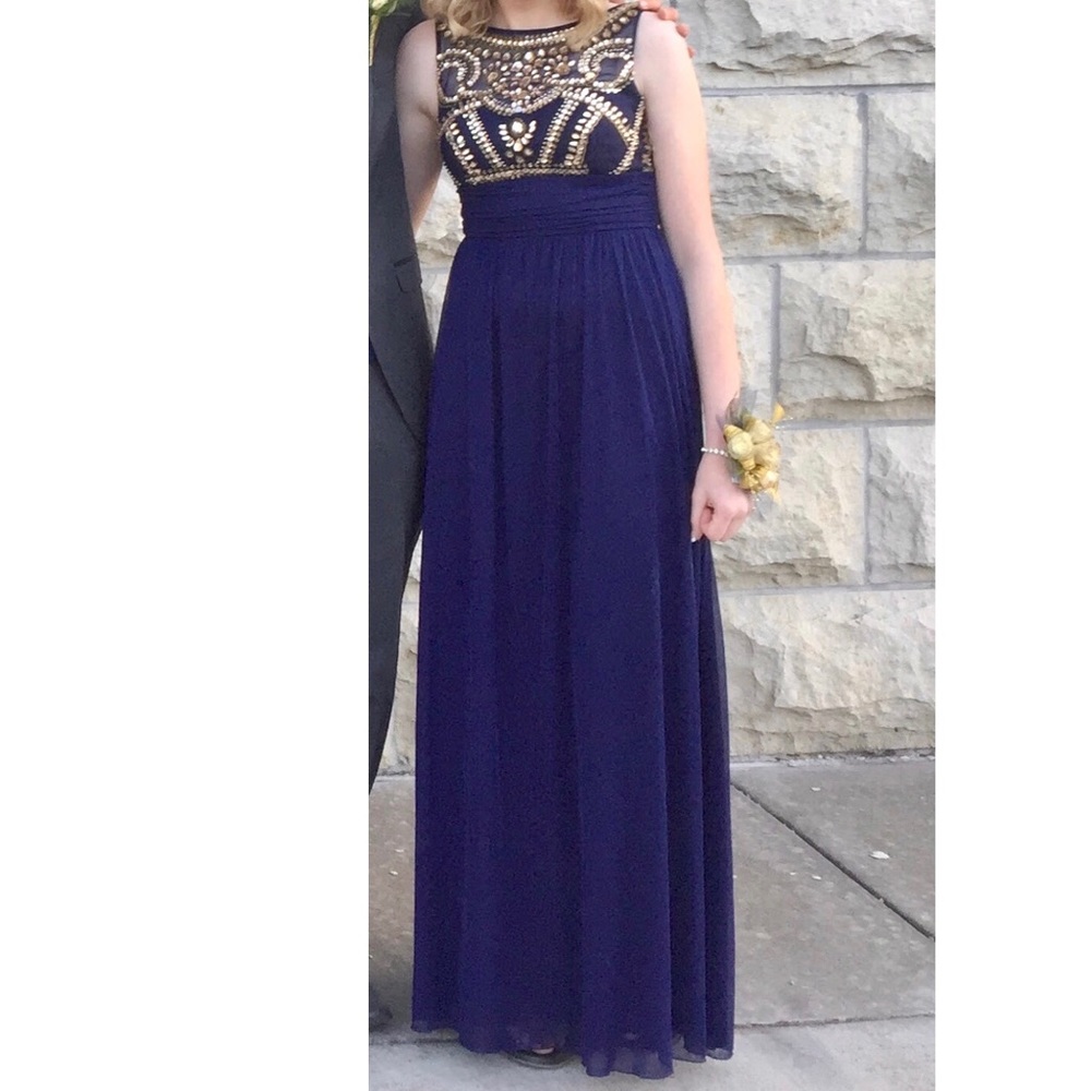 Navy & gold prom/formal dress (B. Darlin)